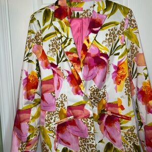 Isaac Mizrahi Vibrant Floral Blazer with Pink and Green